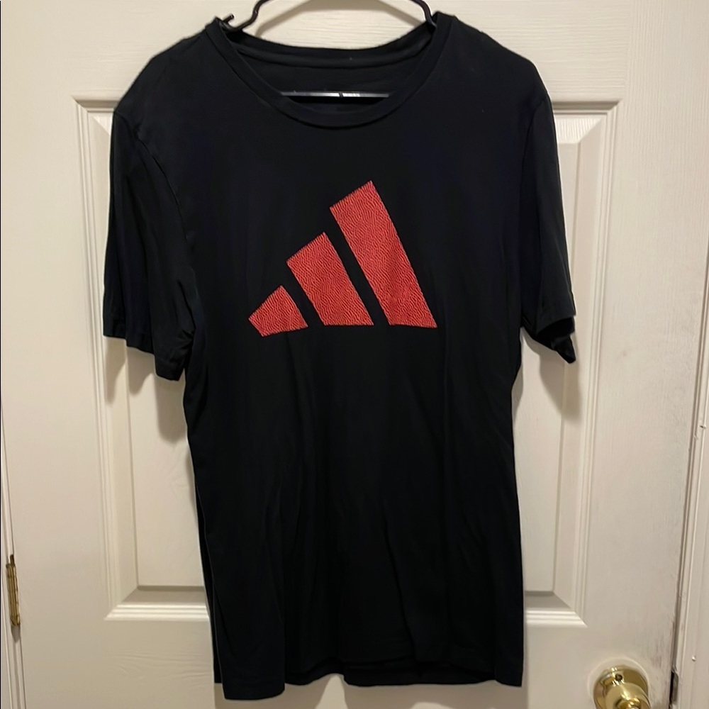 Adidas Black and Red Short Sleeve Tee
